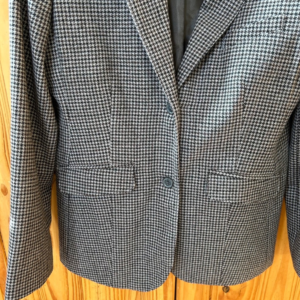 Eddie Bauer Blazer Jacket Wool Blend Houndstooth Button Pockets Women's Size 8 - Picture 4 of 9